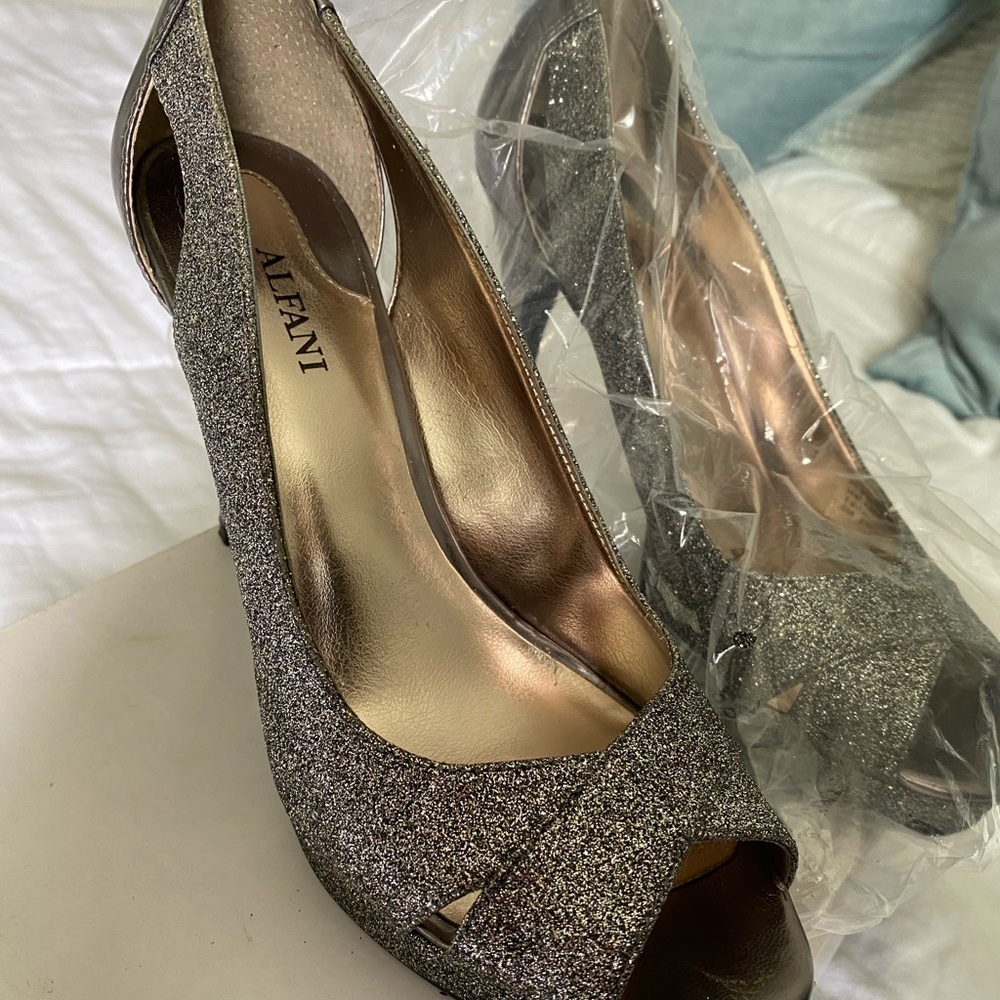 Alfani silver sparkling heels